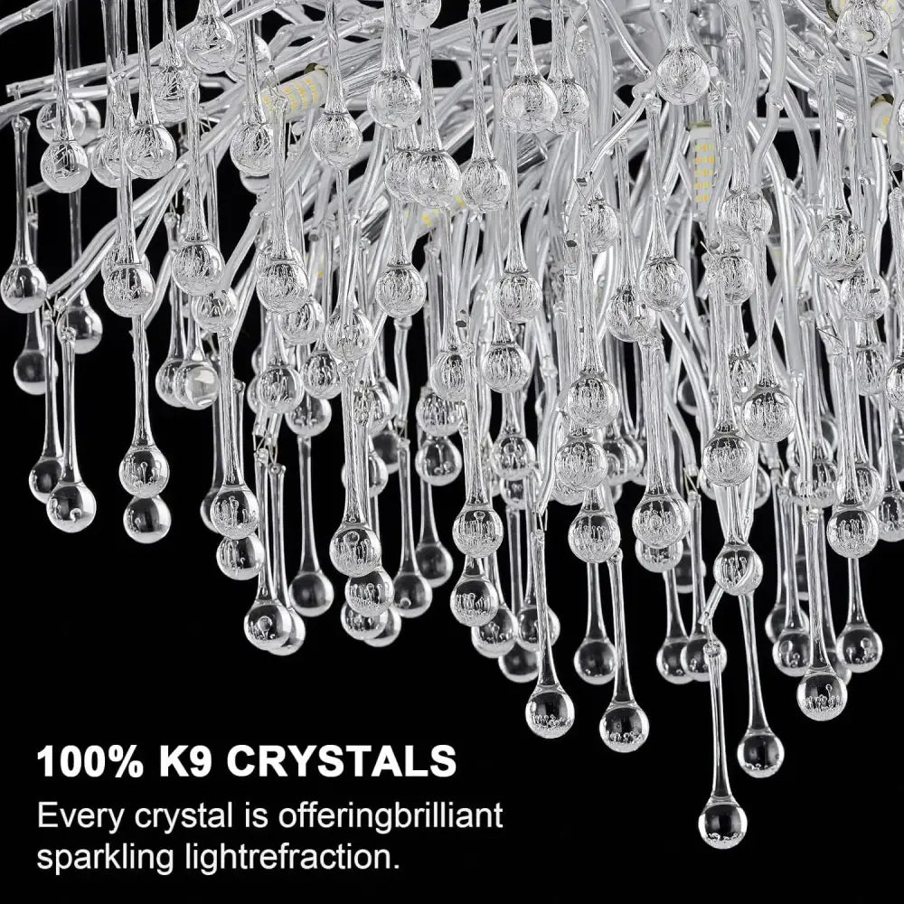 DecorBites™ Chrome Rectangular Crystal Chandelier Light Fixture