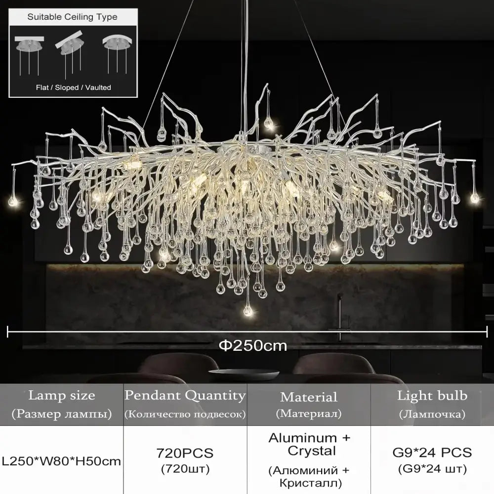 DecorBites™ Chrome Rectangular Crystal Chandelier Light Fixture