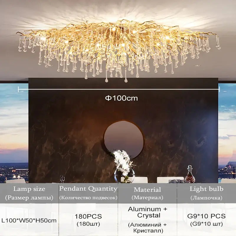 DecorBites™ Chrome Rectangular Crystal Chandelier Light Fixture