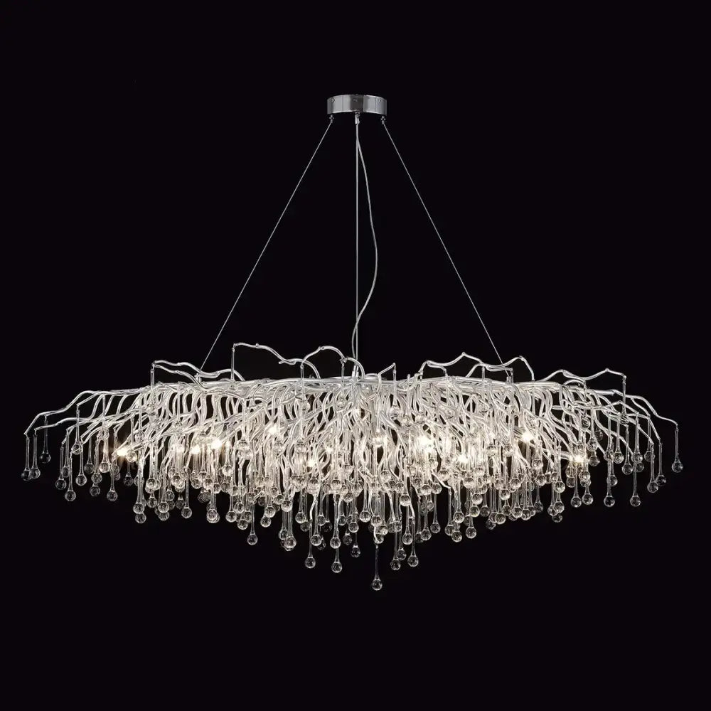 DecorBites™ Chrome Rectangular Crystal Chandelier Light Fixture