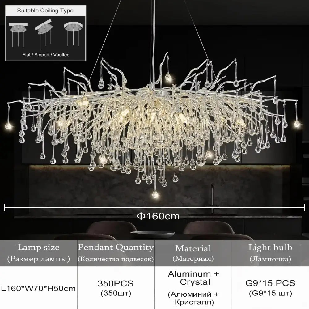 DecorBites™ Chrome Rectangular Crystal Chandelier Light Fixture