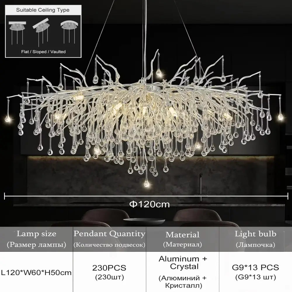 DecorBites™ Chrome Rectangular Crystal Chandelier Light Fixture