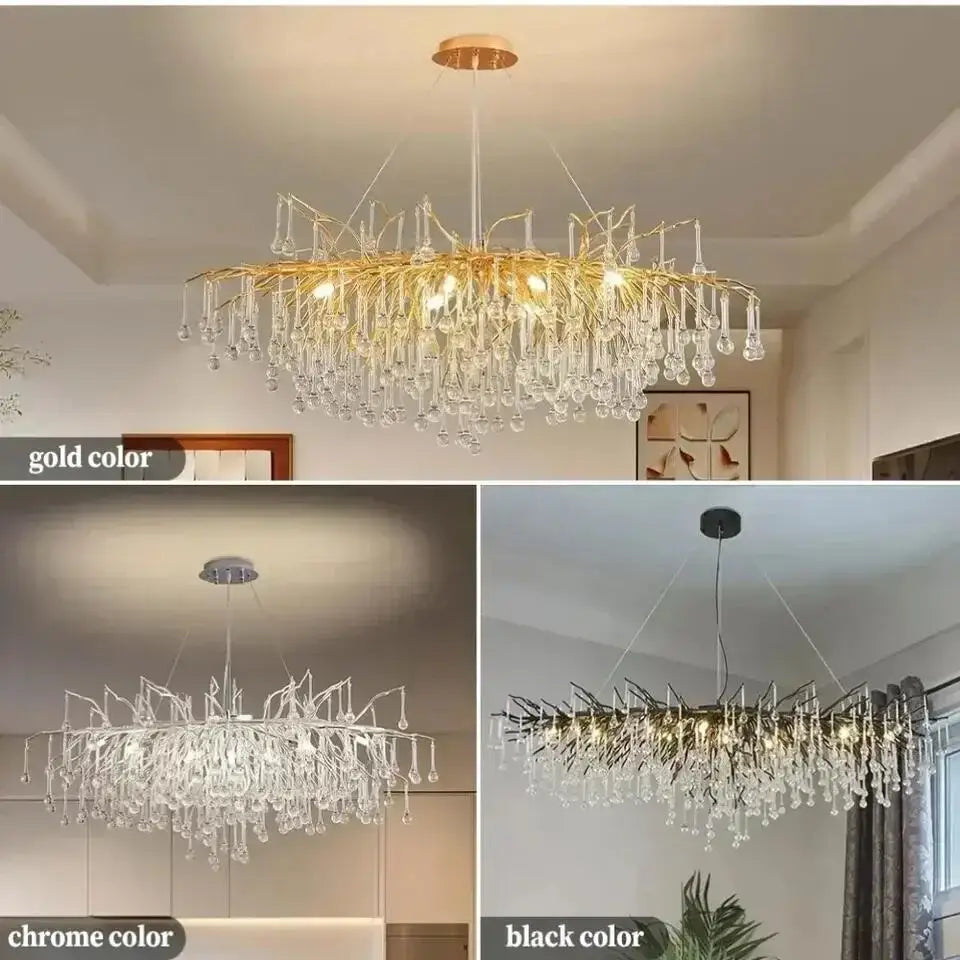 DecorBites™ Chrome Rectangular Crystal Chandelier Light Fixture