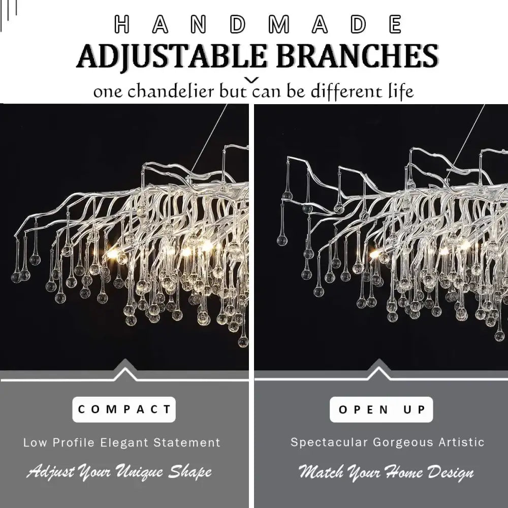 DecorBites™ Chrome Rectangular Crystal Chandelier Light Fixture