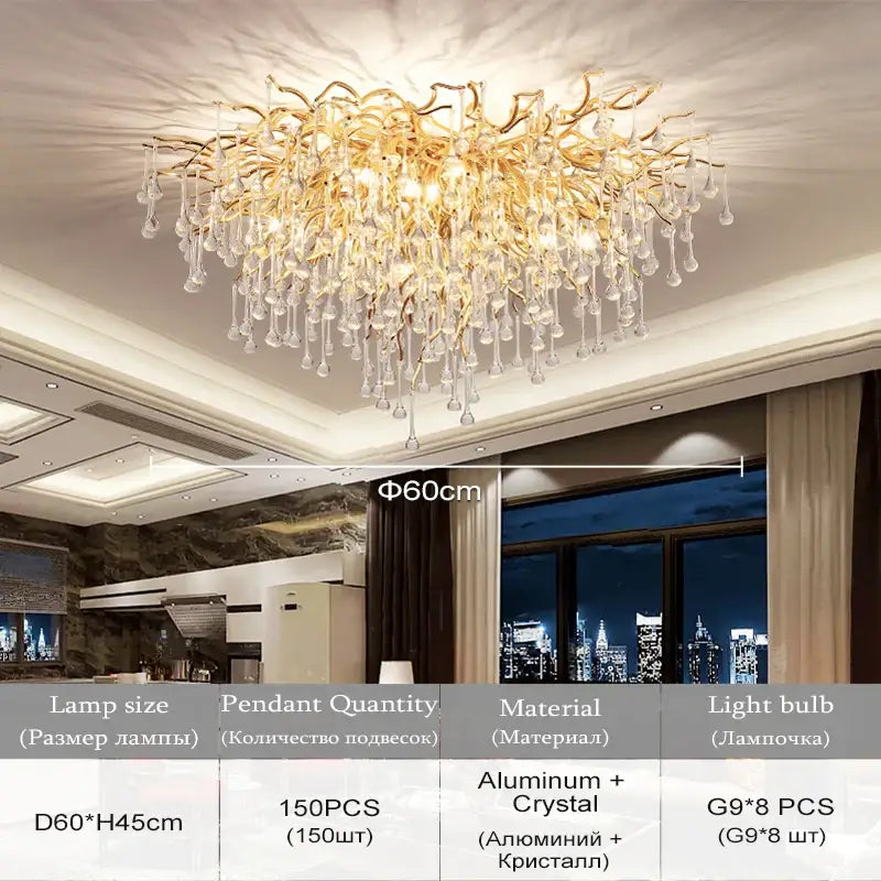 DecorBites™ Chrome Rectangular Crystal Chandelier Light Fixture