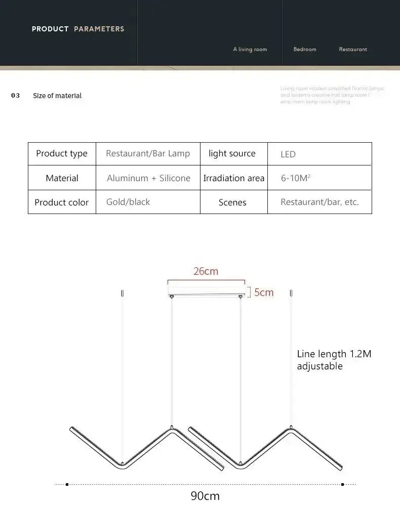 DecorBites™ Contemporary LED Pendant Lights 2-Head 90cm