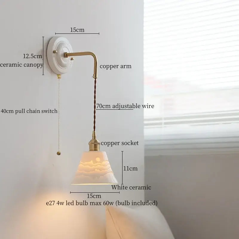 DecorBites™ Copper Arm Vintage LED Wall Lamp 70CM Adjustable Wire Living Room Bedroom Light