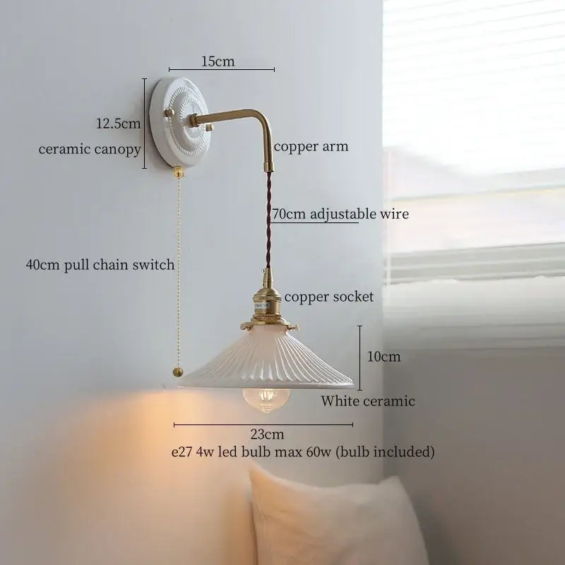 DecorBites™ Copper Arm Vintage LED Wall Lamp 70CM Adjustable Wire Living Room Bedroom Light