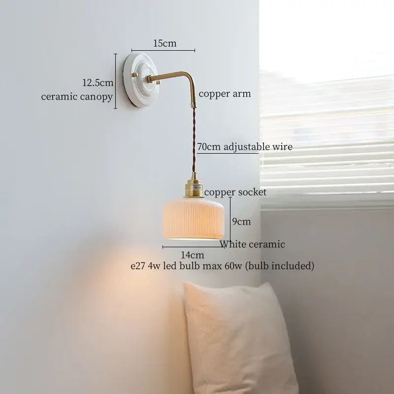 DecorBites™ Copper Arm Vintage LED Wall Lamp 70CM Adjustable Wire Living Room Bedroom Light