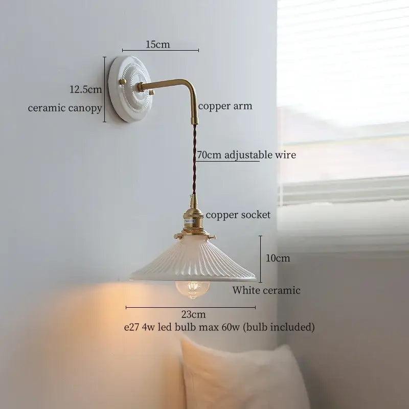 DecorBites™ Copper Arm Vintage LED Wall Lamp 70CM Adjustable Wire Living Room Bedroom Light