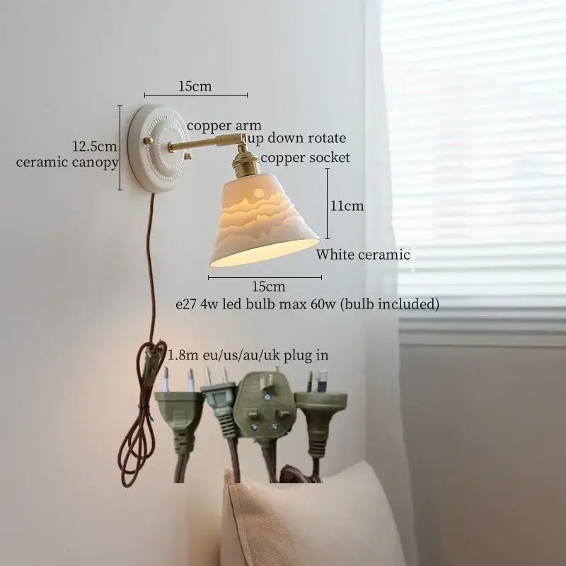 DecorBites™ Copper Arm Vintage LED Wall Lamp 70CM Adjustable Wire Living Room Bedroom Light