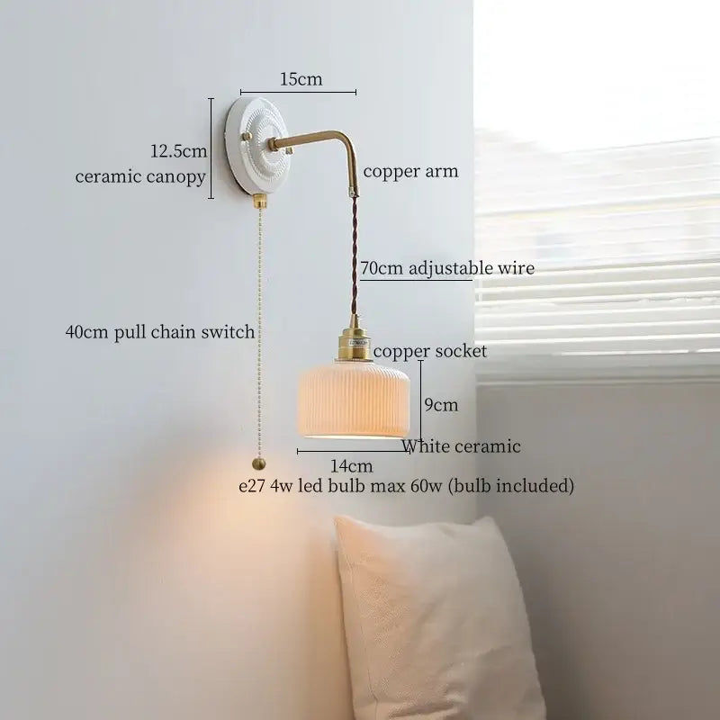 DecorBites™ Copper Arm Vintage LED Wall Lamp 70CM Adjustable Wire Living Room Bedroom Light
