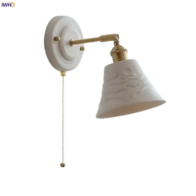 DecorBites™ Copper Ceramic LED Wall Lamp with Pull Chain Switch for Stair Living Room