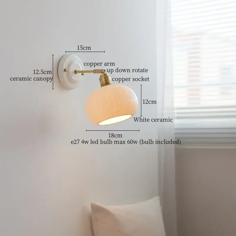 DecorBites™ Copper Ceramic LED Wall Lamp with Pull Chain Switch for Stair Living Room