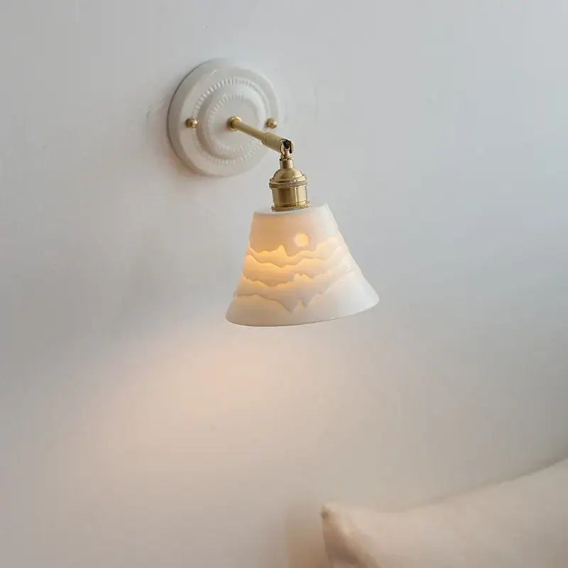 DecorBites™ Copper Ceramic LED Wall Lamp with Pull Chain Switch for Stair Living Room