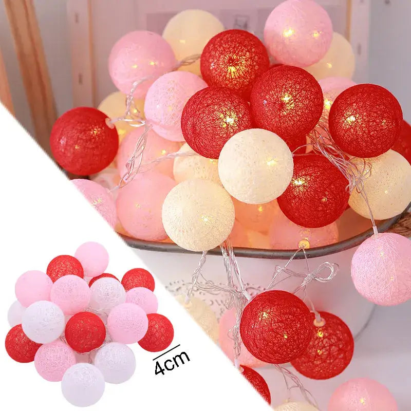 DecorBites™ Cotton Garland LED String Lights, Home Decor