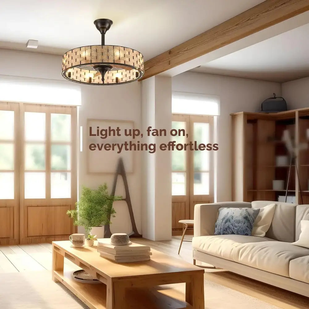 DecorBites™ Crystal Ceiling Fan with Birdcage Design, Iron Lampshade, Variable Frequency Remote Control