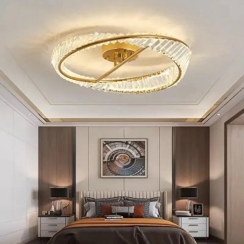 DecorBites™ Crystal Ceiling Lamp: Modern Rings Dining Room LED Light Luster