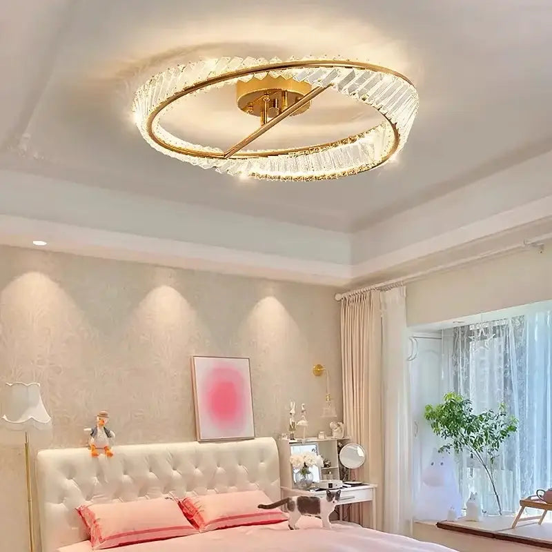 DecorBites™ Crystal Ceiling Lamp: Modern Rings Dining Room LED Light Luster