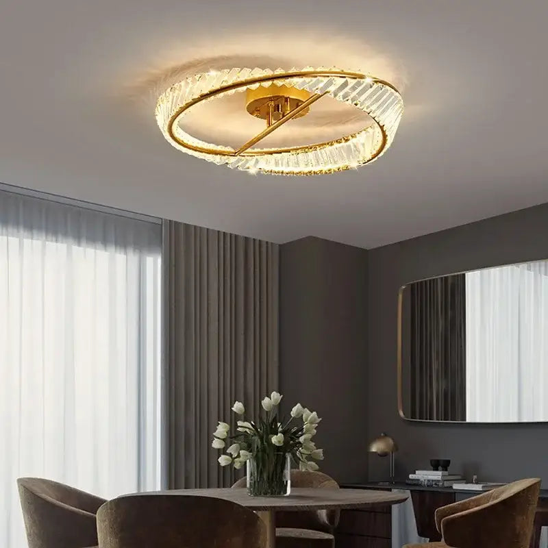 DecorBites™ Crystal Ceiling Lamp: Modern Rings Dining Room LED Light Luster