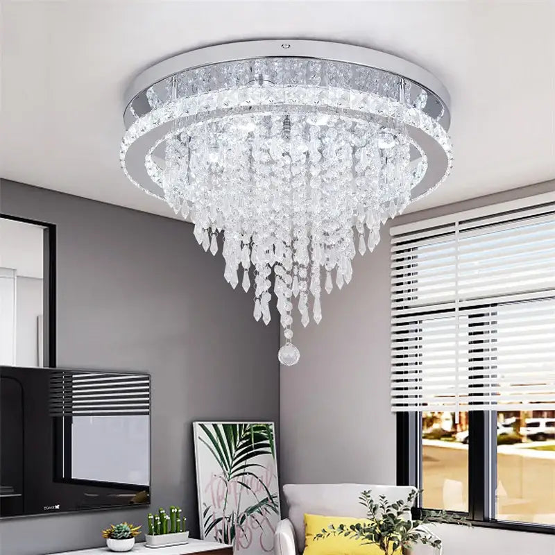 DecorBites™ Crystal Ceiling Lamp Smart LED Chandelier Remote Control Hanging Decor