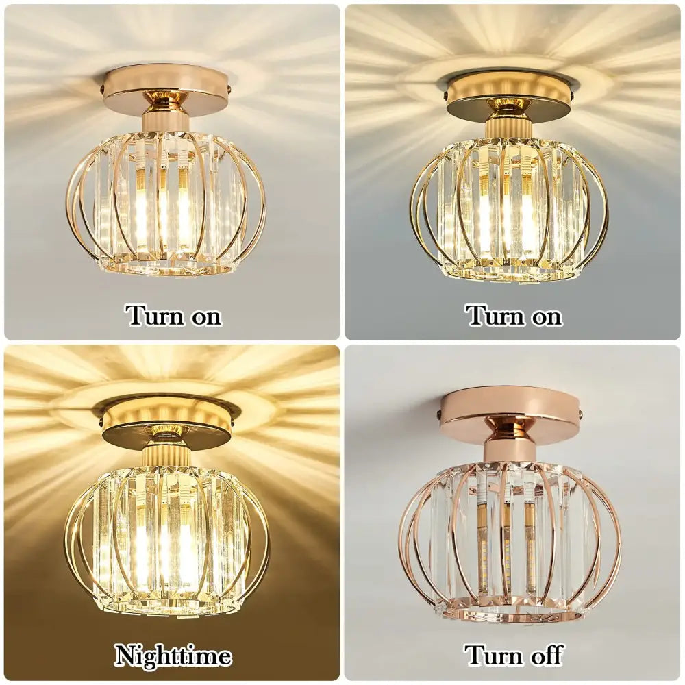 DecorBites™ Crystal Ceiling Light Fixture E26 E27 Modern Glod Black Chandelier