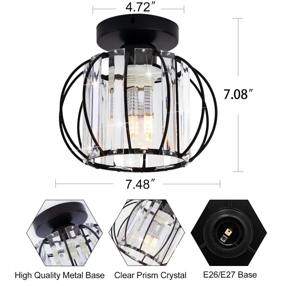 DecorBites™ Crystal Ceiling Light Fixture E26 E27 Modern Glod Black Chandelier