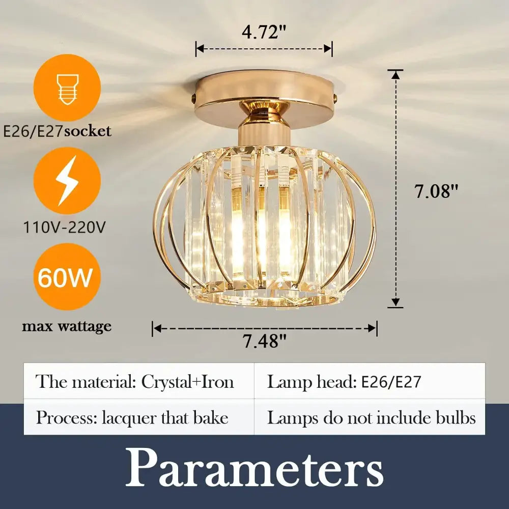 DecorBites™ Crystal Ceiling Light Fixture E26 E27 Modern Glod Black Chandelier
