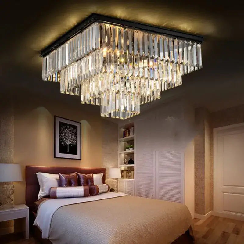 DecorBites™ Crystal Ceiling Light: Timeless Elegance for Home and Hotel Decor
