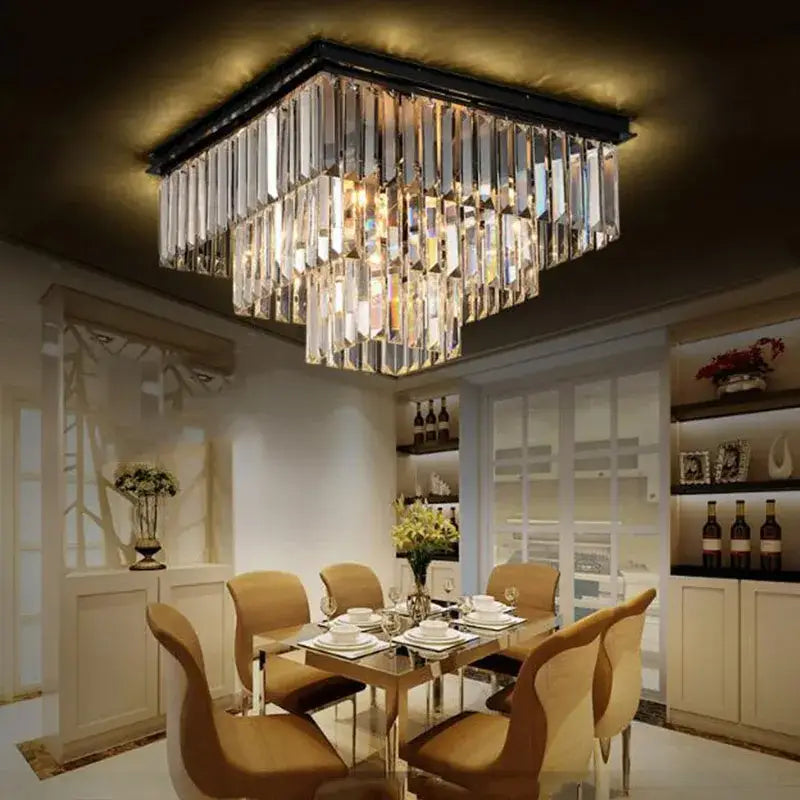 DecorBites™ Crystal Ceiling Light: Timeless Elegance for Home and Hotel Decor