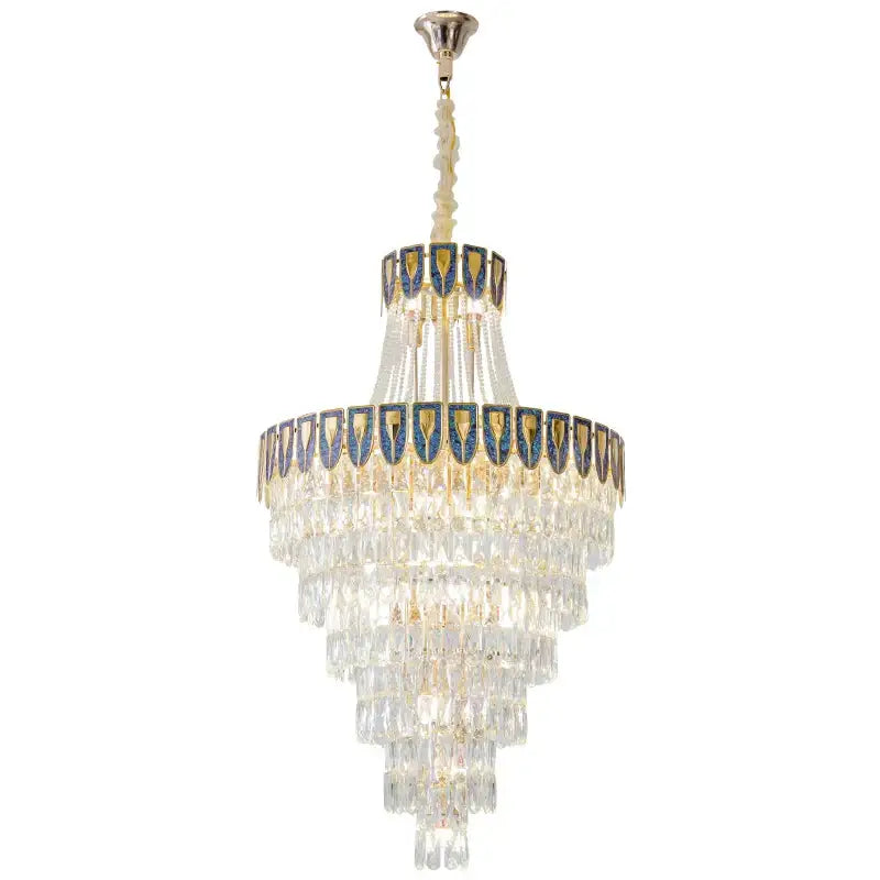 Elegant chrome multi tier crystal chandelier living room art