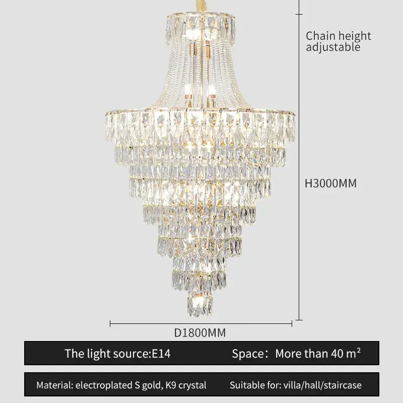 Elegant chrome multi tier crystal chandelier living room art