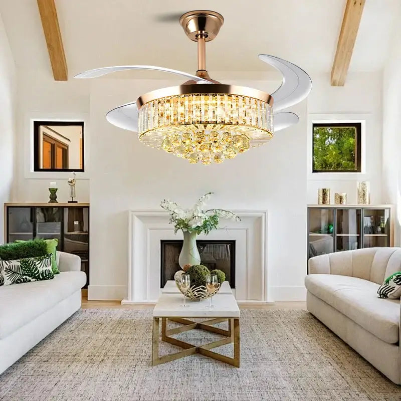 DecorBites™ Crystal Chandelier Ceiling Fan with Dimmable LED Lighting and Remote Control