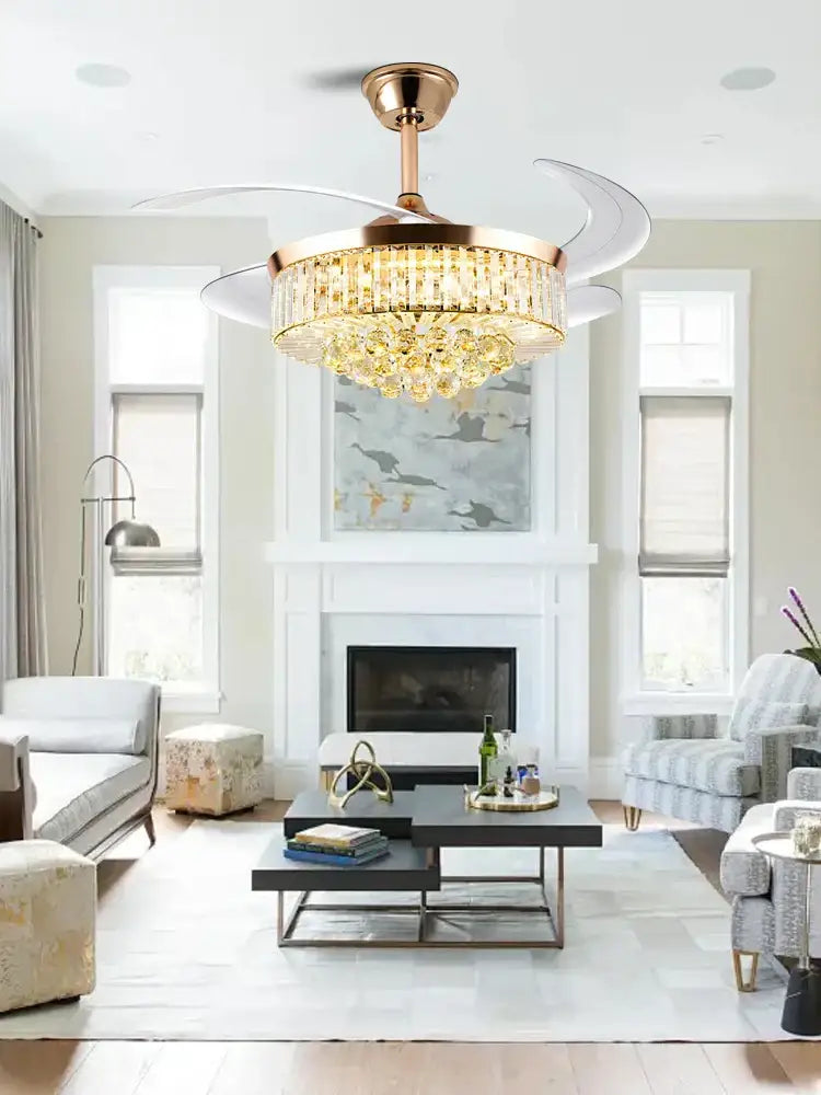 DecorBites™ Crystal Chandelier Ceiling Fan with Dimmable LED Lighting and Remote Control
