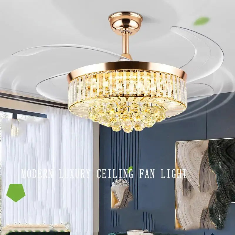 DecorBites™ Crystal Chandelier Ceiling Fan with Dimmable LED Lighting and Remote Control