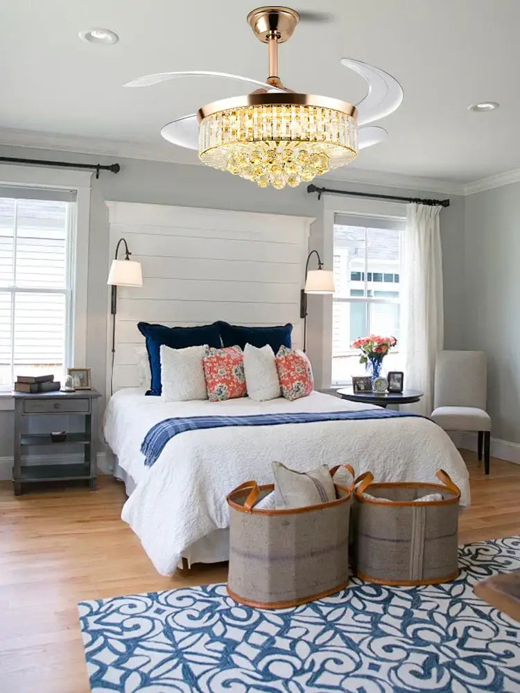 DecorBites™ Crystal Chandelier Ceiling Fan with Dimmable LED Lighting and Remote Control