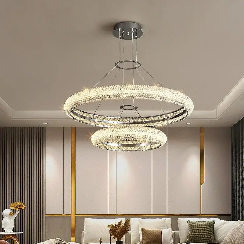 DecorBites™ Crystal Chandelier Chrome Light LED Ceiling Lights for Modern Luxury Décor