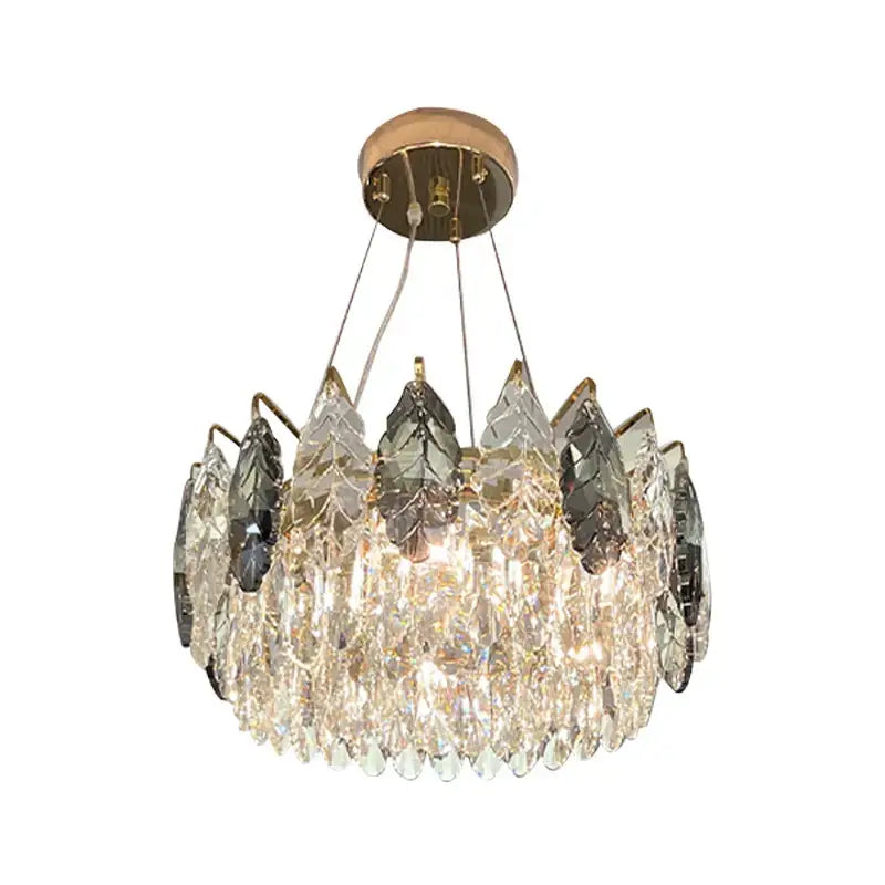 Luxury gold and gray crystal chandelier living room lighting