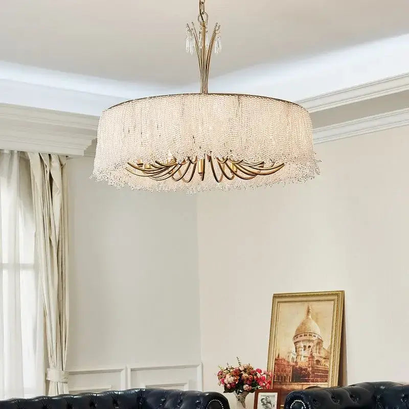 Luxurious gold crystal chandelier bedroom pendant light