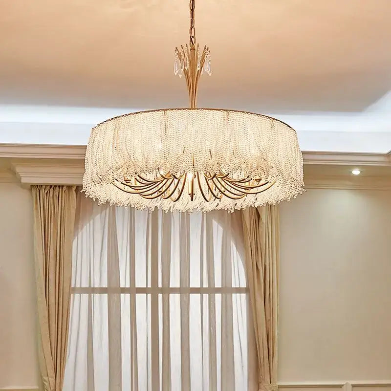 Luxurious gold crystal chandelier bedroom pendant light