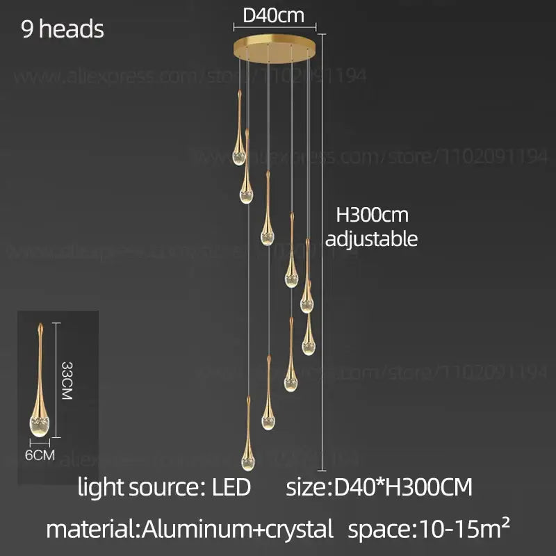 Modern gold decorbites crystal chandelier for living room staircase