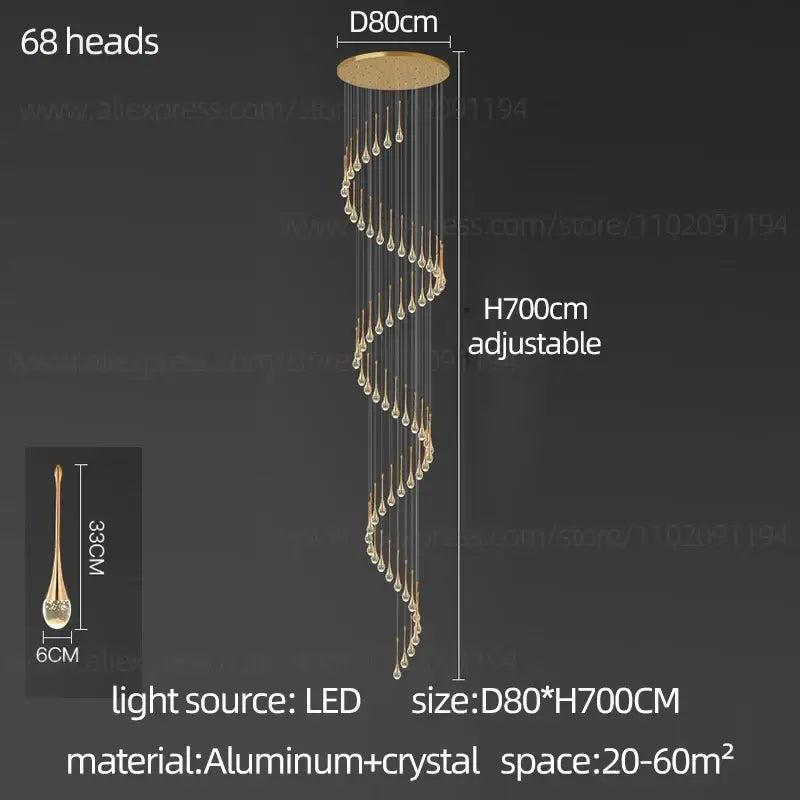 Modern gold decorbites crystal chandelier for living room staircase