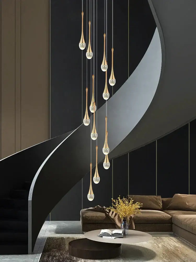 Modern gold decorbites crystal chandelier for living room staircase