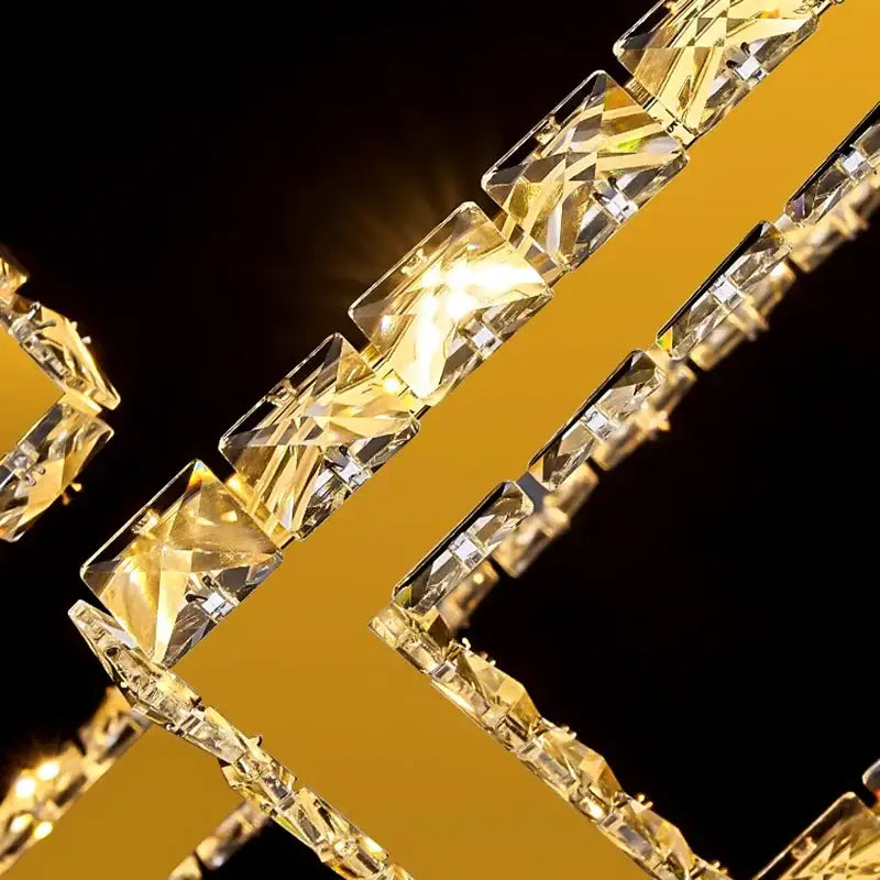 Modern golden crystal chandelier stair pendant living room led light