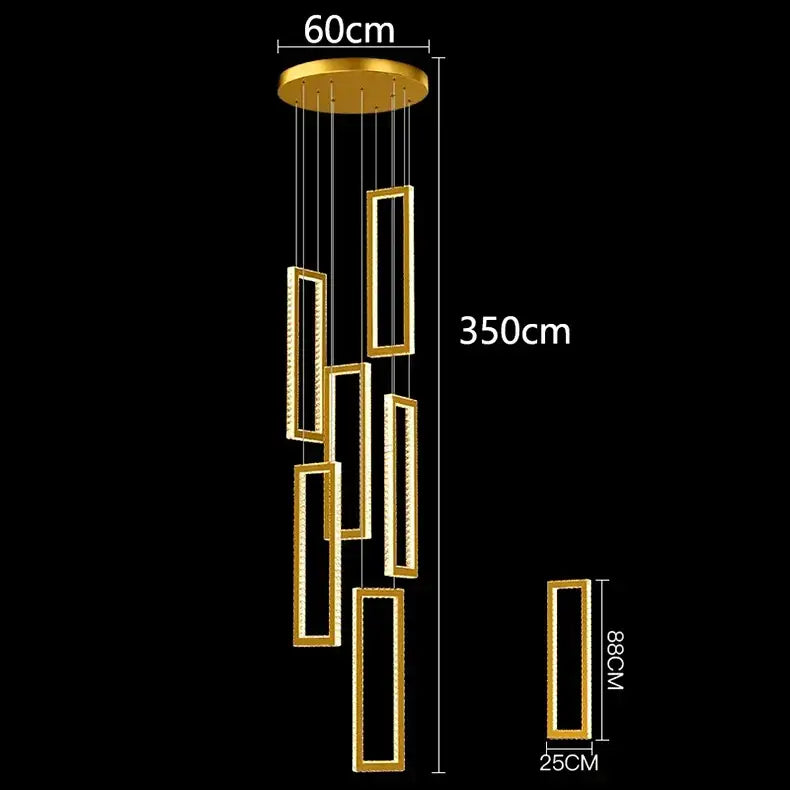 Modern golden crystal chandelier stair pendant living room led light