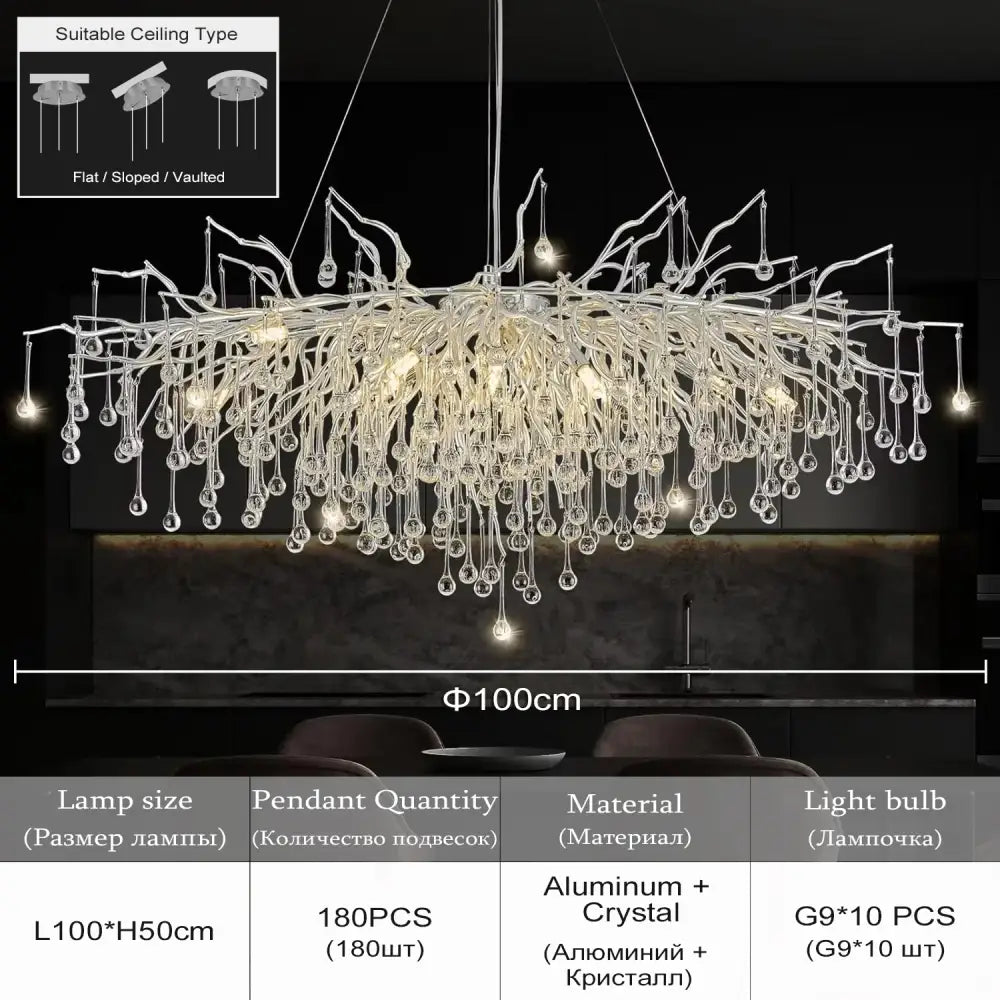 DecorBites™ Crystal Chandelier with Raindrop Crystals