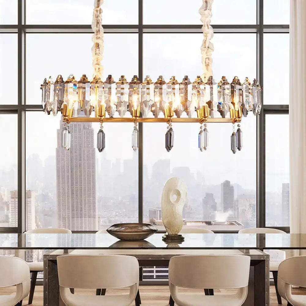 Modern gold & smoky crystal island lighting dining hall chandelier