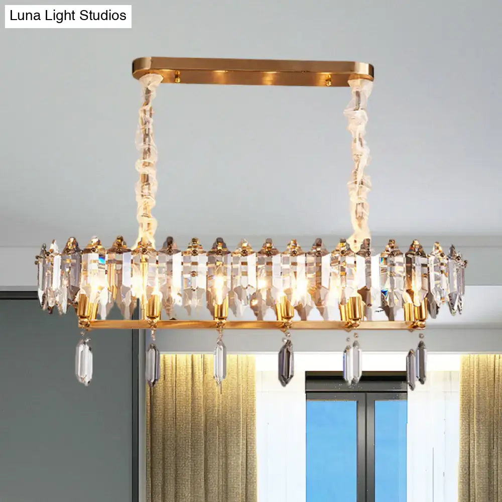 Modern gold & smoky crystal island lighting dining hall chandelier