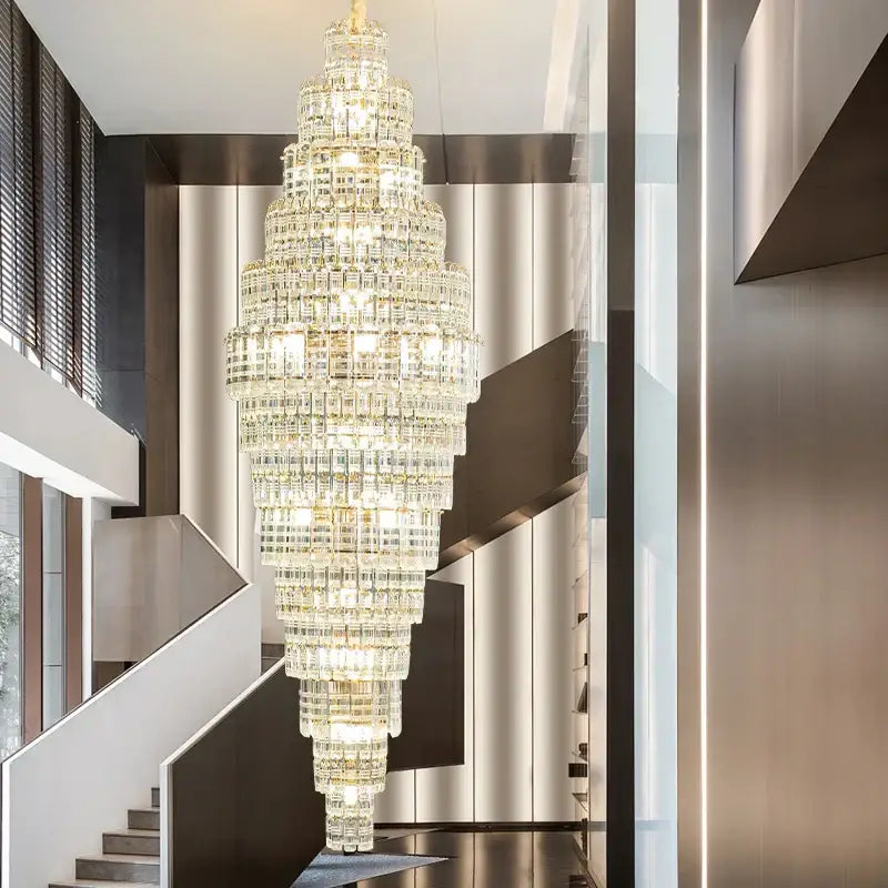 Decorbites crystal duplex chandelier luxe tiered living room light