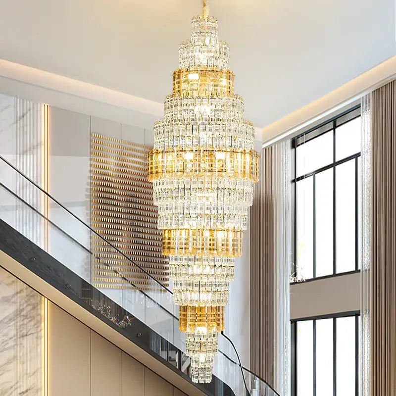 Decorbites crystal duplex chandelier luxe tiered living room light